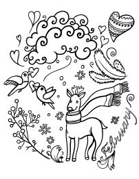 202x261 Printable January Coloring Page. Free Pdf Download