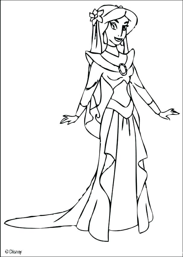 607x850 Princess Jasmine Coloring As Well As Princess Jasmine Coloring
