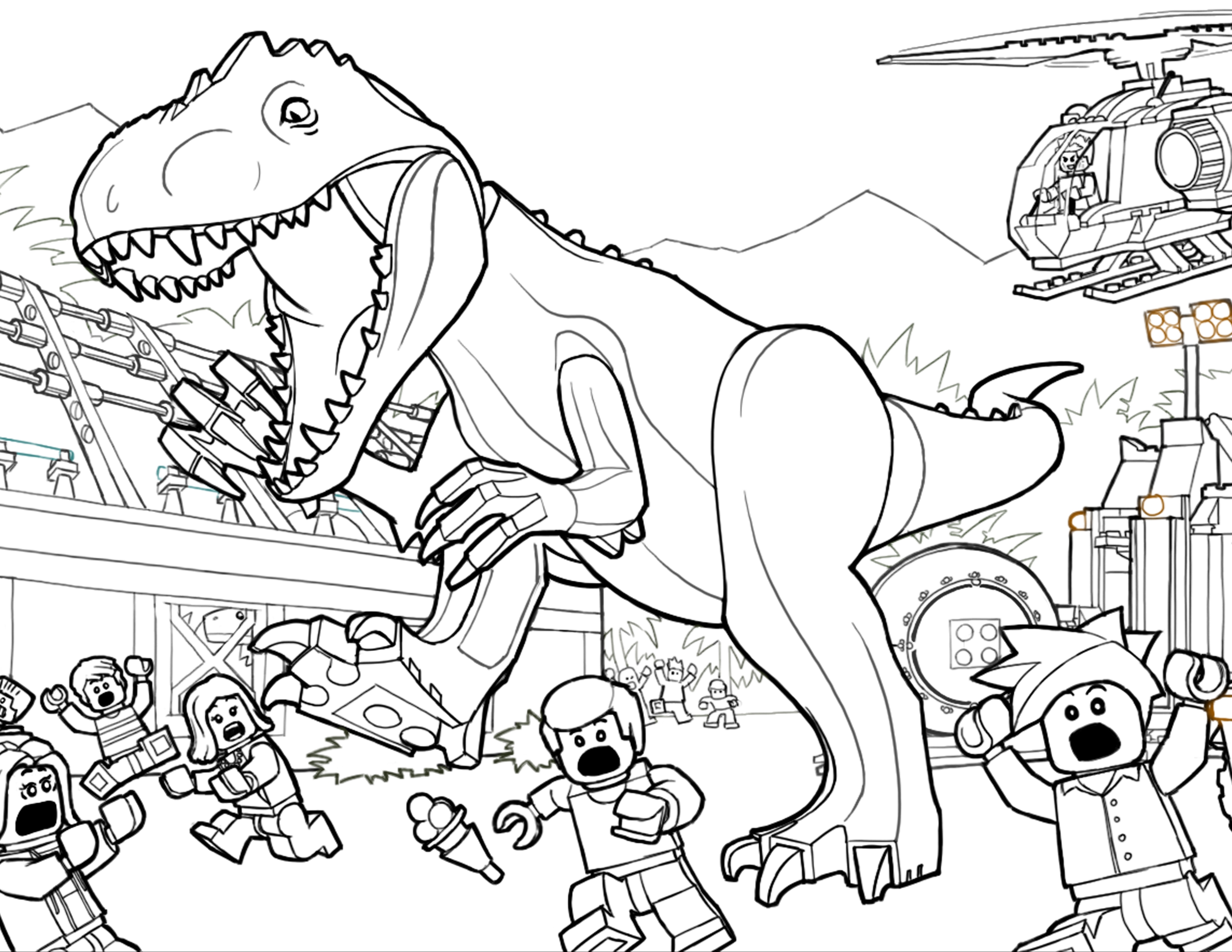3300x2550 Jurassic Park T Rex Coloring Page Free Printable Pages