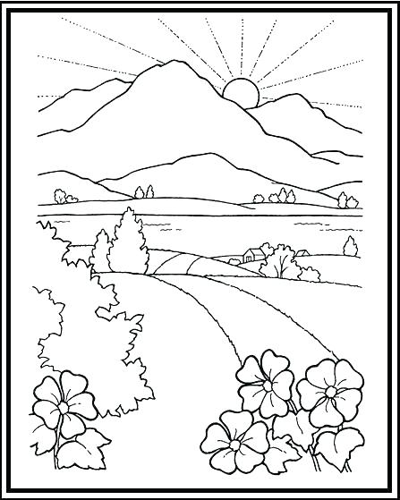 447x559 Coloring Pages Of Mountains Woods Landscape Coloring Pages Google