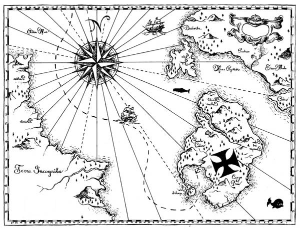 600x459 Treasure Map Coloring Pages
