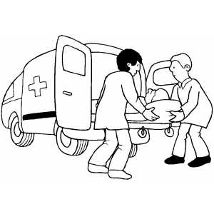 300x300 Medical Workers Putting Patient Into Ambulance Coloring Page