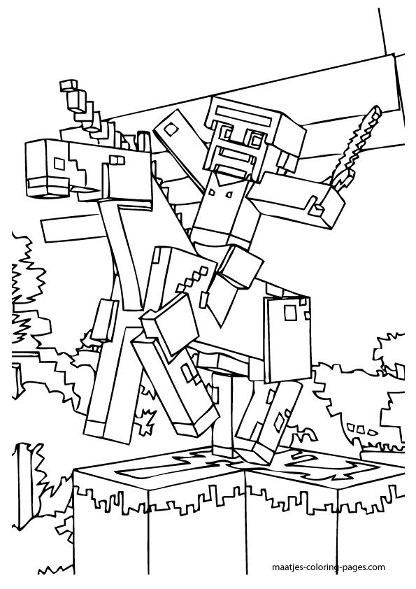 595x842 Minecraft Coloring Pages