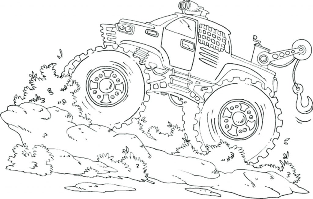 1024x651 Coloring Pages ~ Monster Truck Coloring Page Blue Thunder Pages