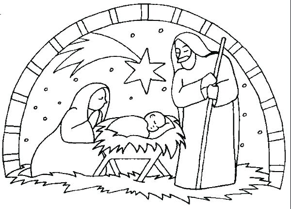 600x430 Nativity Scene Coloring Pages Nativity Scene Coloring Pages