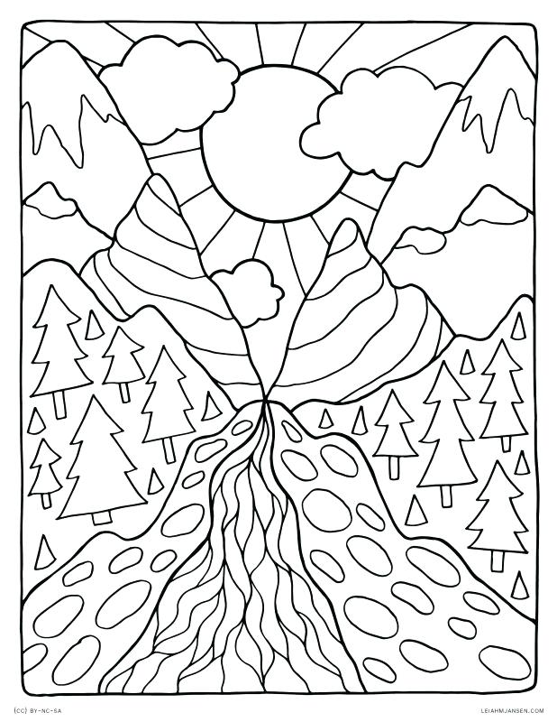618x800 Coloring Pages Of Mountains Mountain Pass Landscape Peaceful