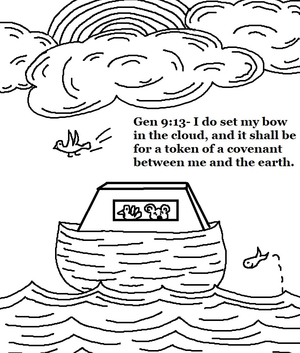 1019x1200 Noah Ark Coloring Pages Noahs With Rainbow Kjv Lds Fine Sheet