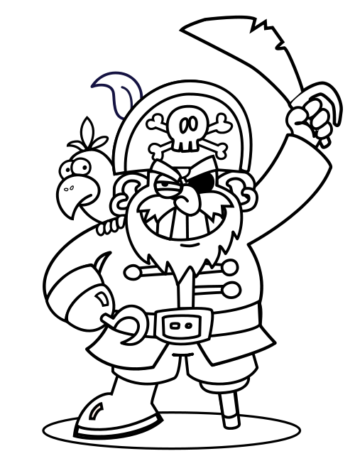 500x649 Free printable doodle art of pirates Pirates Coloring Pages