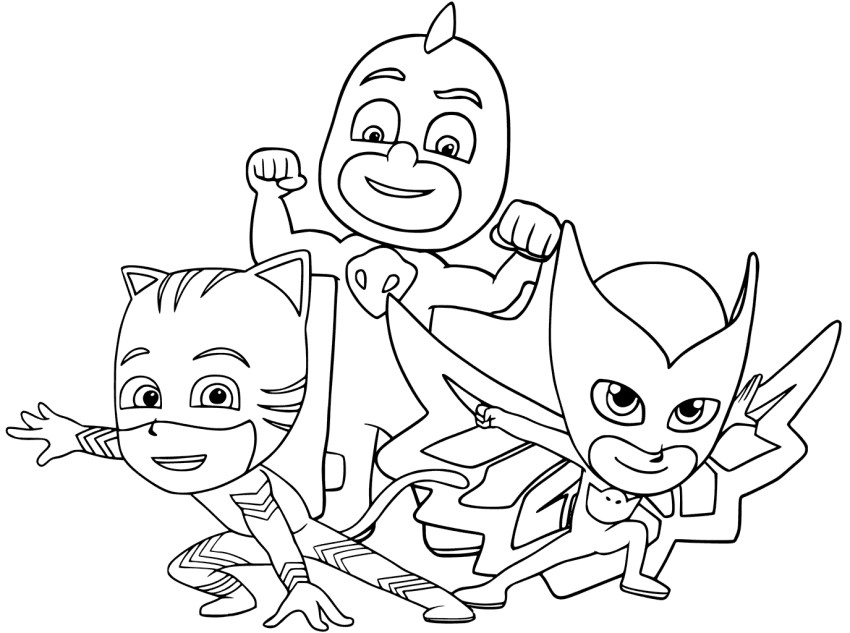 850x633 Pj Masks Coloring Pages Black And White Pj Best For Kids