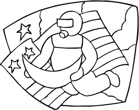 480x381 American Flag Coloring Pages For Toddlers Astronaut Moon And Flag