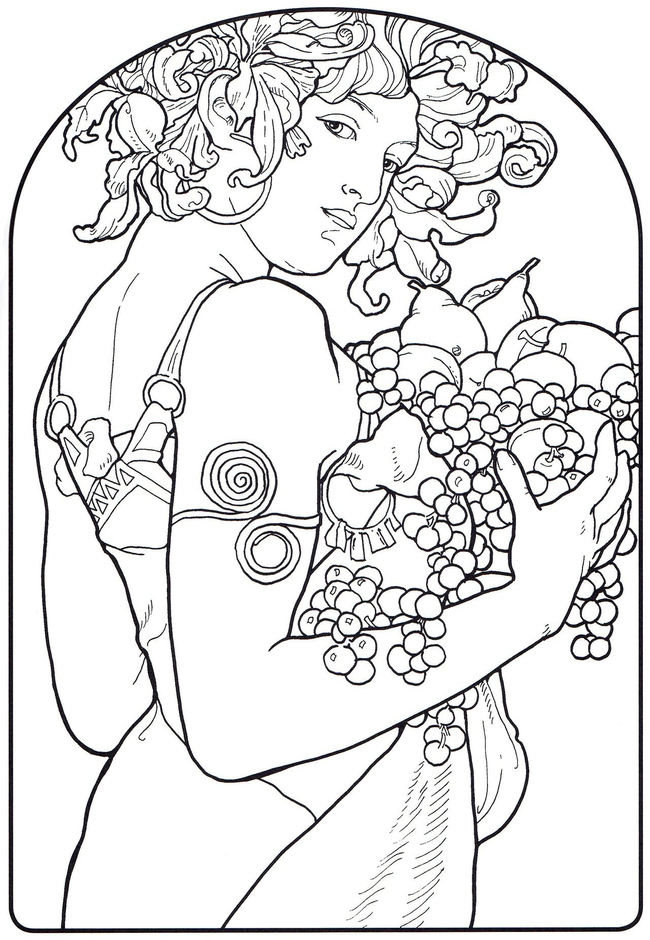 1280x1851 Alphonse Mucha Line Art Alphonse Mucha Coloring Pages Mucha
