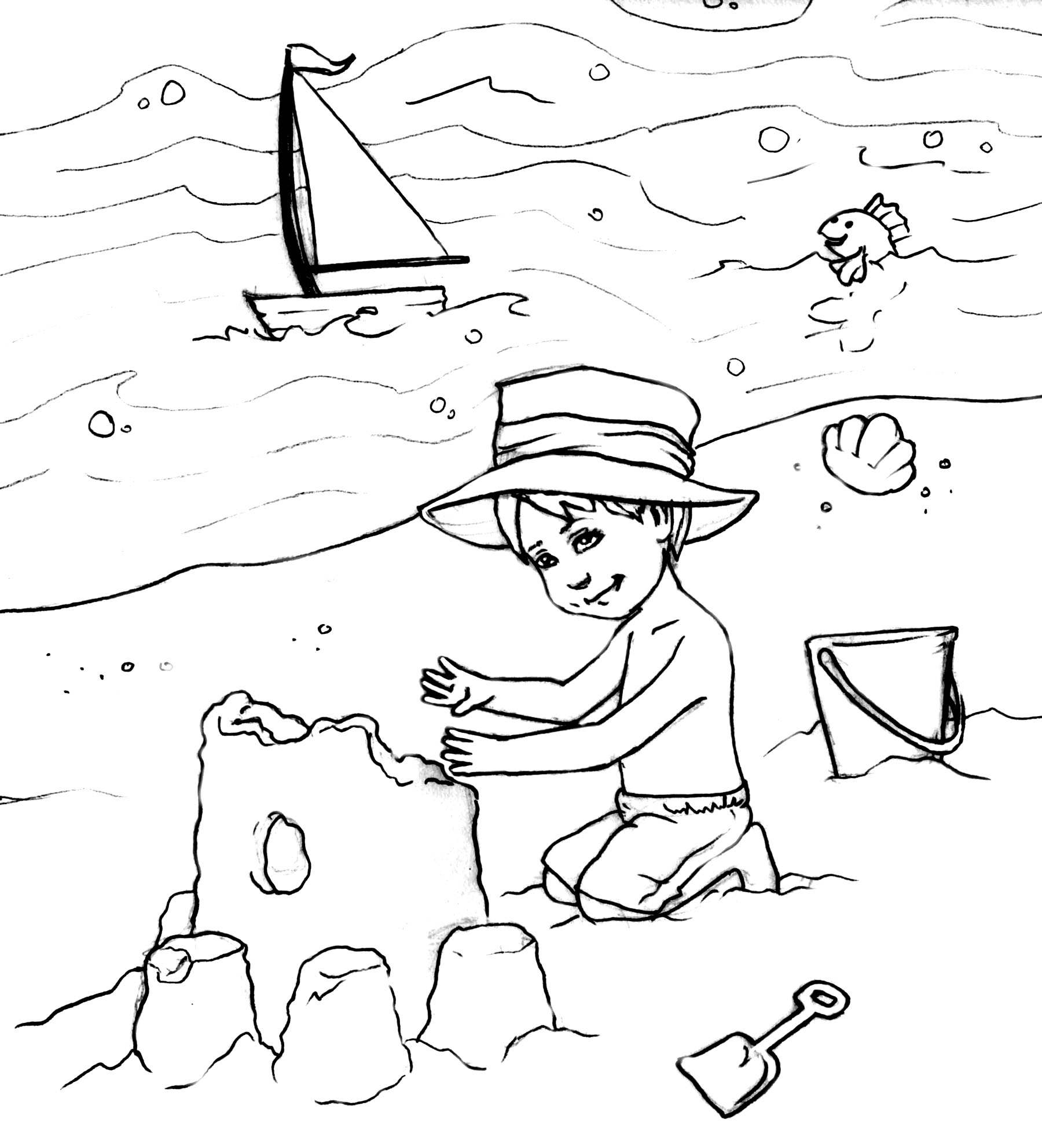 1800x1983 Free Printable Beach Coloring Pages Page