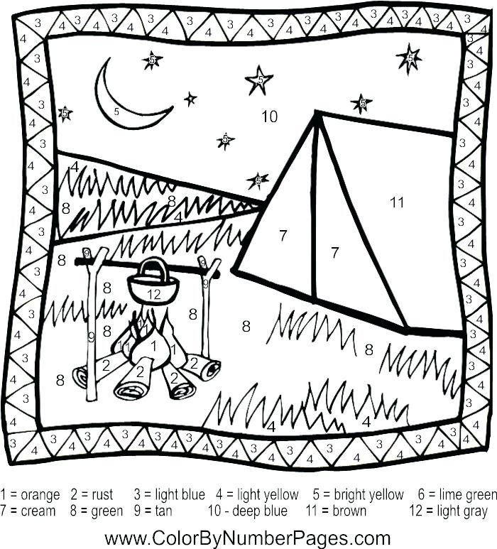 700x773 Camping Color By Number Page Color By Number Free Printable