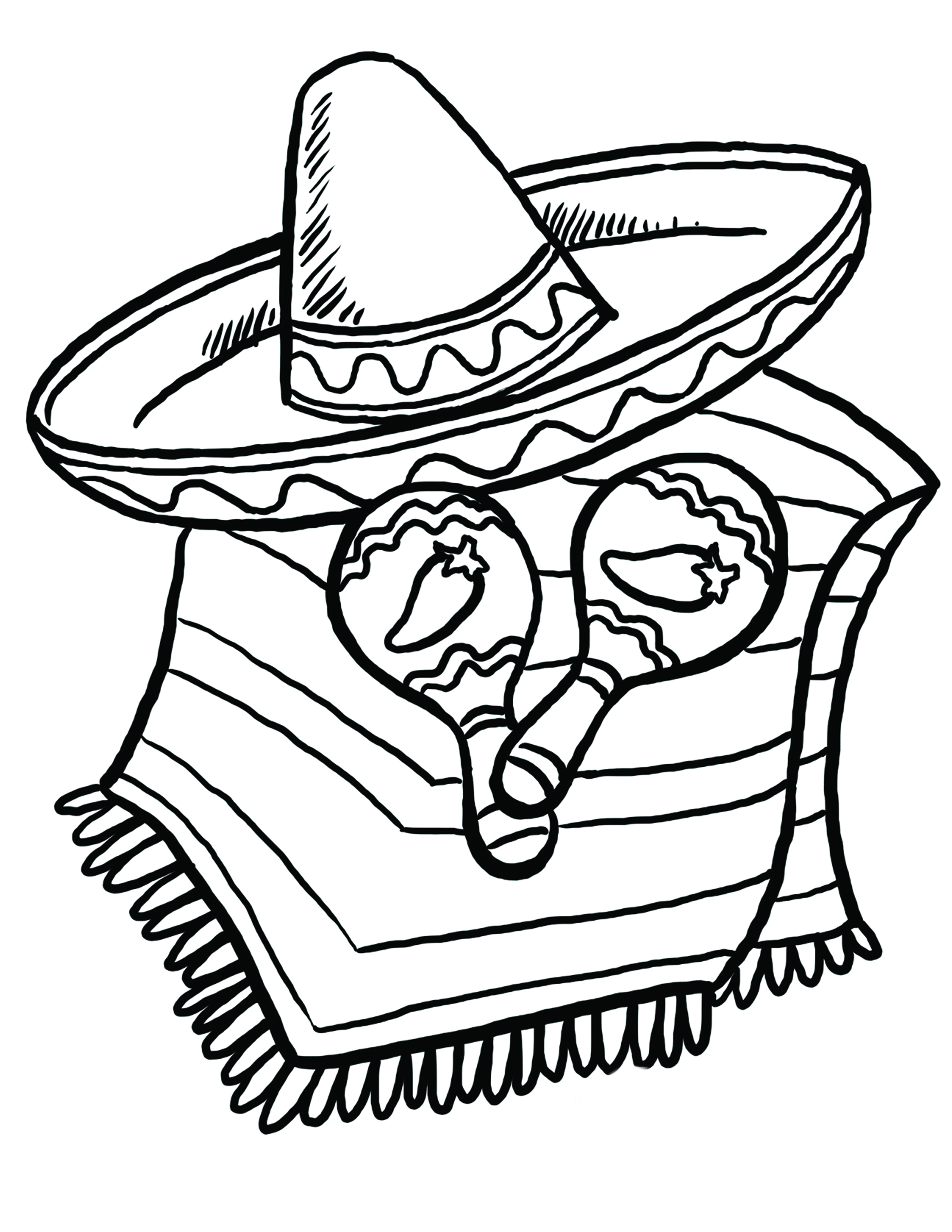 2550x3300 Cinco Mayo Dancer Coloring Page Free Printable De General Flag Hat