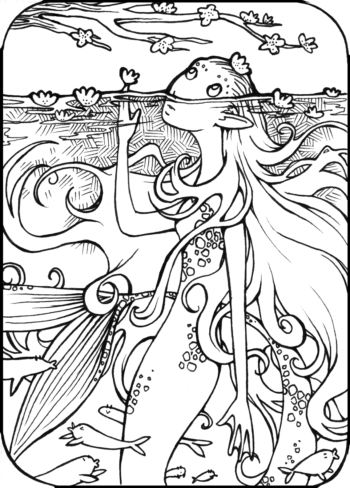 1137x1587 Extraordinary Ideas Coloring Pages Of Mermaids Realistic Mermaid
