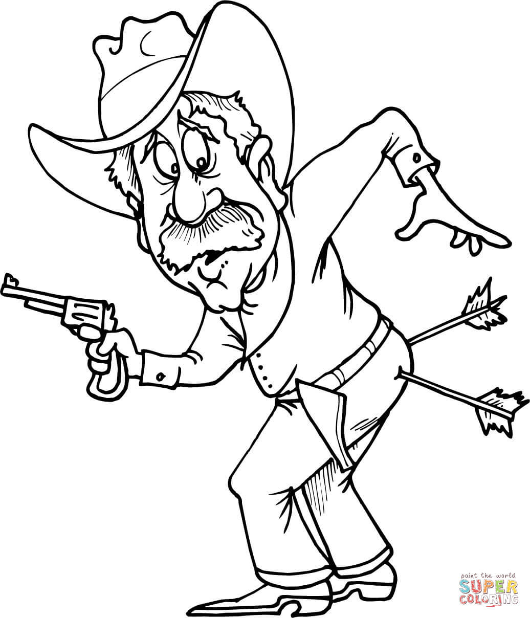 1036x1208 Cowboy With Two Arrows In Butt Coloring Page Free Printable
