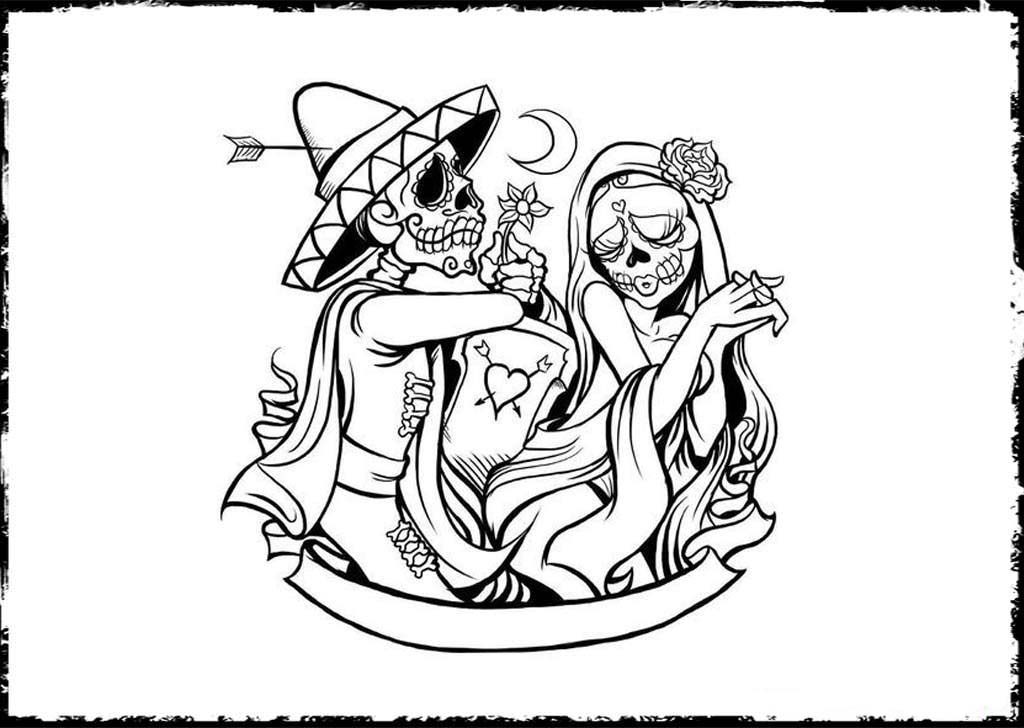 1024x728 Free Printable Day Of The Dead Coloring Pages