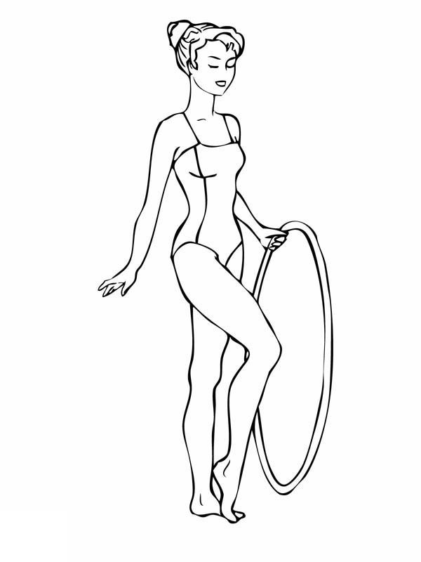 600x800 Gymnastics Routine With A Hoop Gymnastic Coloring Page