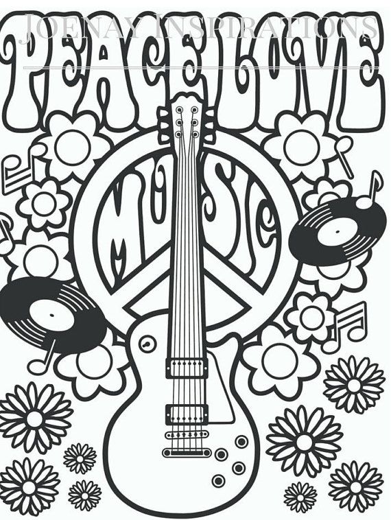 Free Printable Hippie Coloring Pages