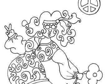 340x270 Creative Design Hippie Coloring Pages Free Printable Pictures