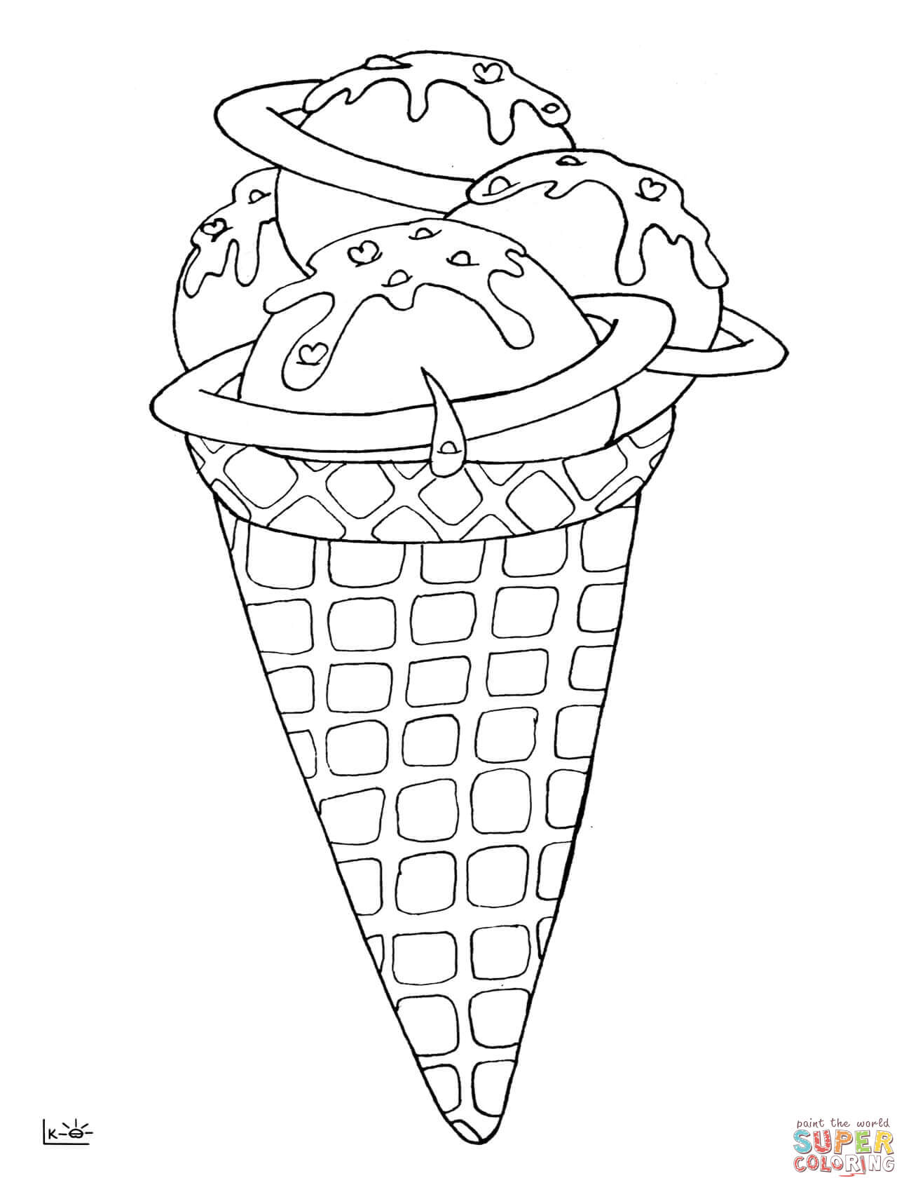1300x1700 How To Draw Heart And Ice Cream Coloring Pages For Kids Printable