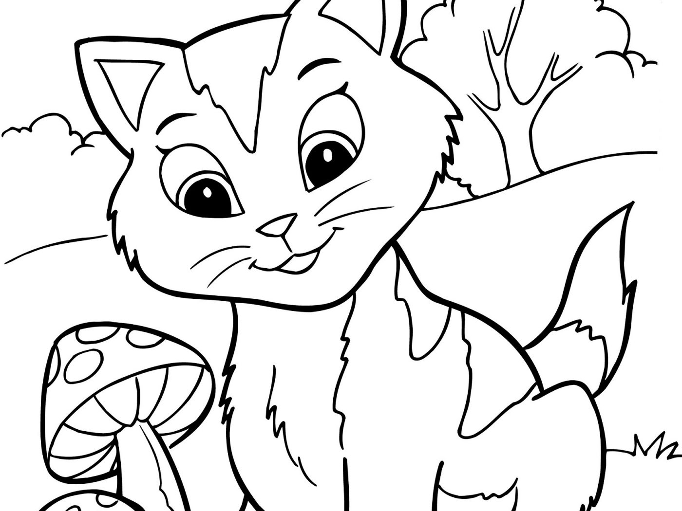 1400x1050 Kitten Coloring Page Free Printable And Download Animals Cute