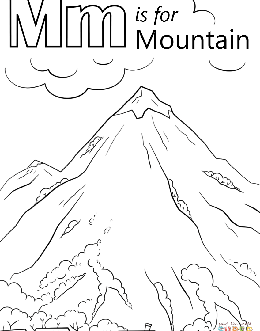 849x1080 Drawn Mountaining Page For Toddler Landscaping Mountain Coloring