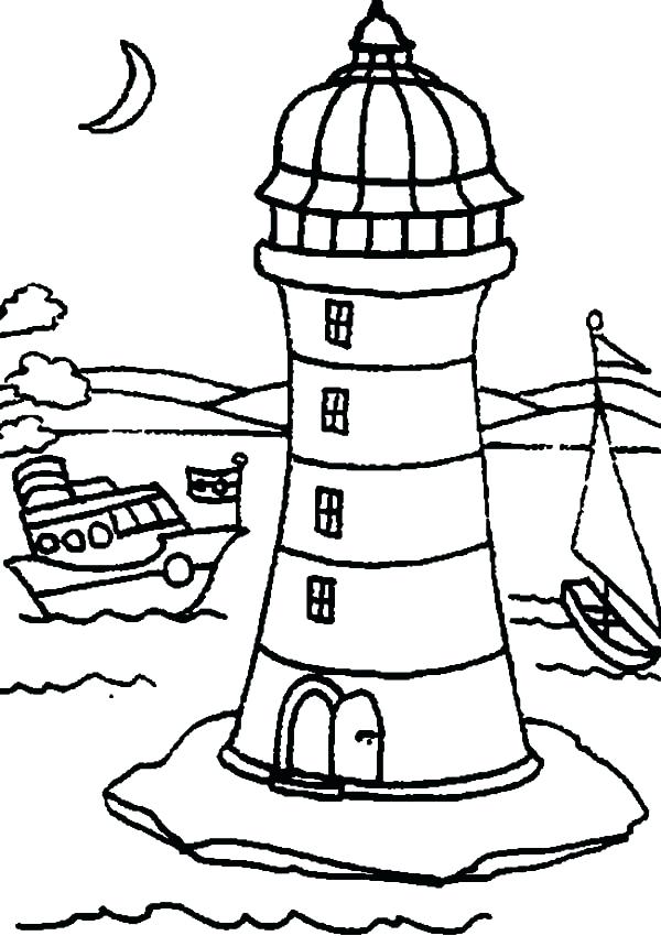 600x850 Lighthouse Coloring Pages Download Large Image Realistic