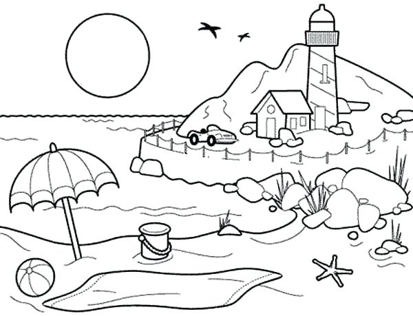 600x459 Beach Color Pages Landscapes Beach Landscapes With Lighthouse