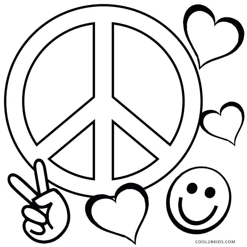 850x850 Love Coloring Pages Free Printable Peace Sign Smile And Love