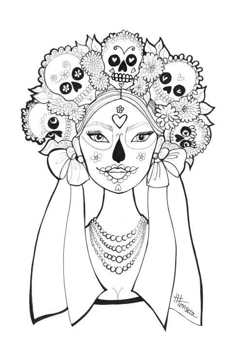 500x750 Dia De Los Muertos Coloring Pages Dia De Los Muertos Coloring