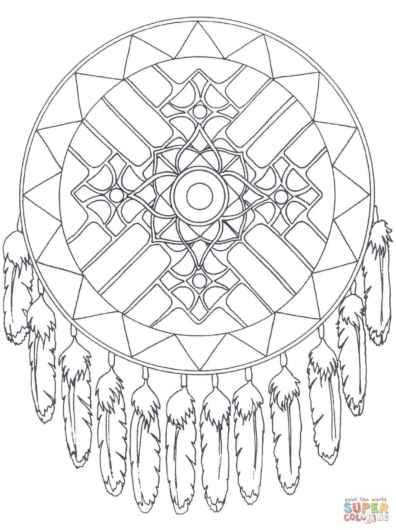 1270x1700 Native American Dreamcatcher Mandala Coloring Page Free Printable