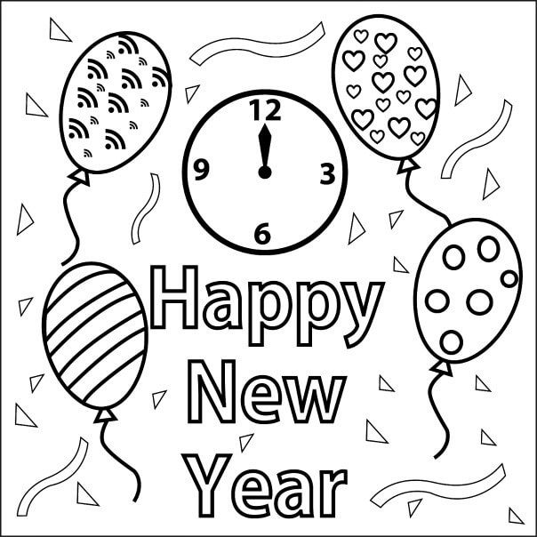 Free Printable New Years Coloring Pages