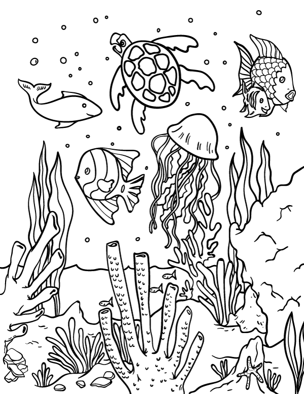 600x776 Free Printable Ocean Coloring Page. Download It From Https