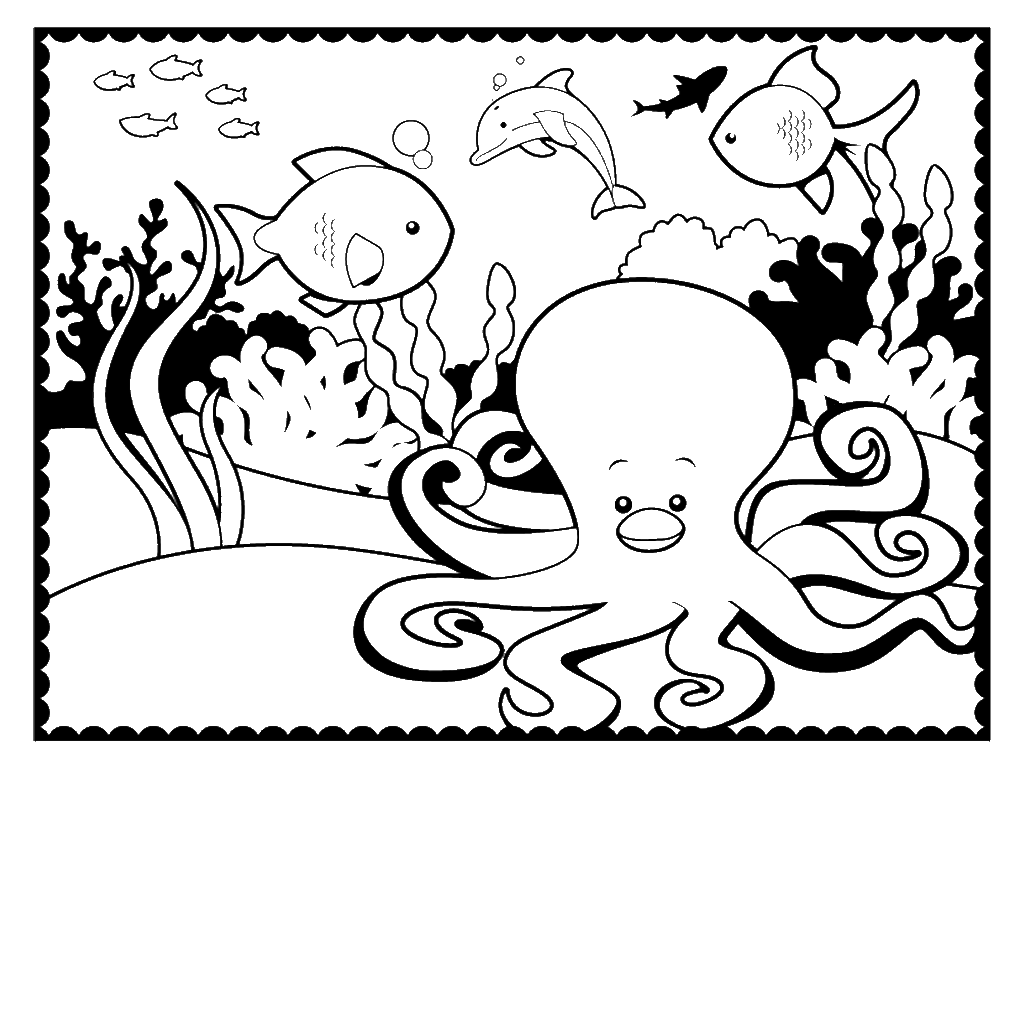 1024x1024 Enchanting Coloring Pages Octopus Component