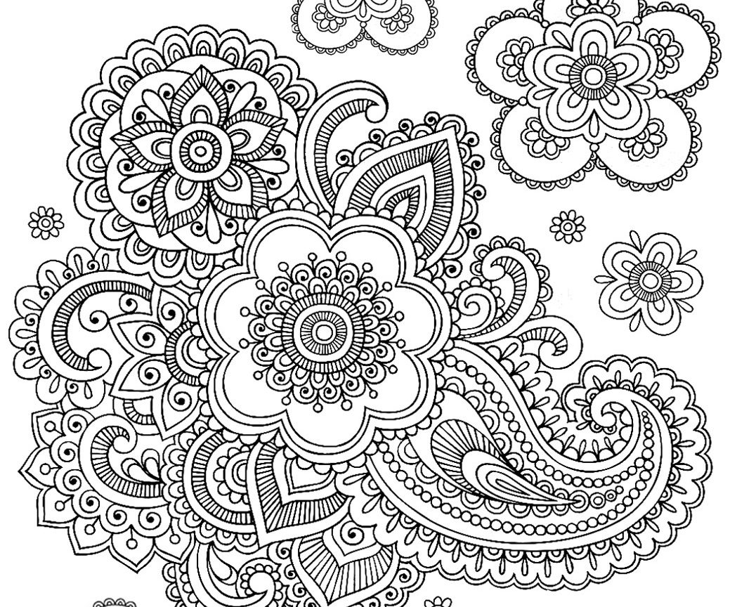 1039x864 Flowers Paisley Design Coloring Pages Hard Wonderful Page