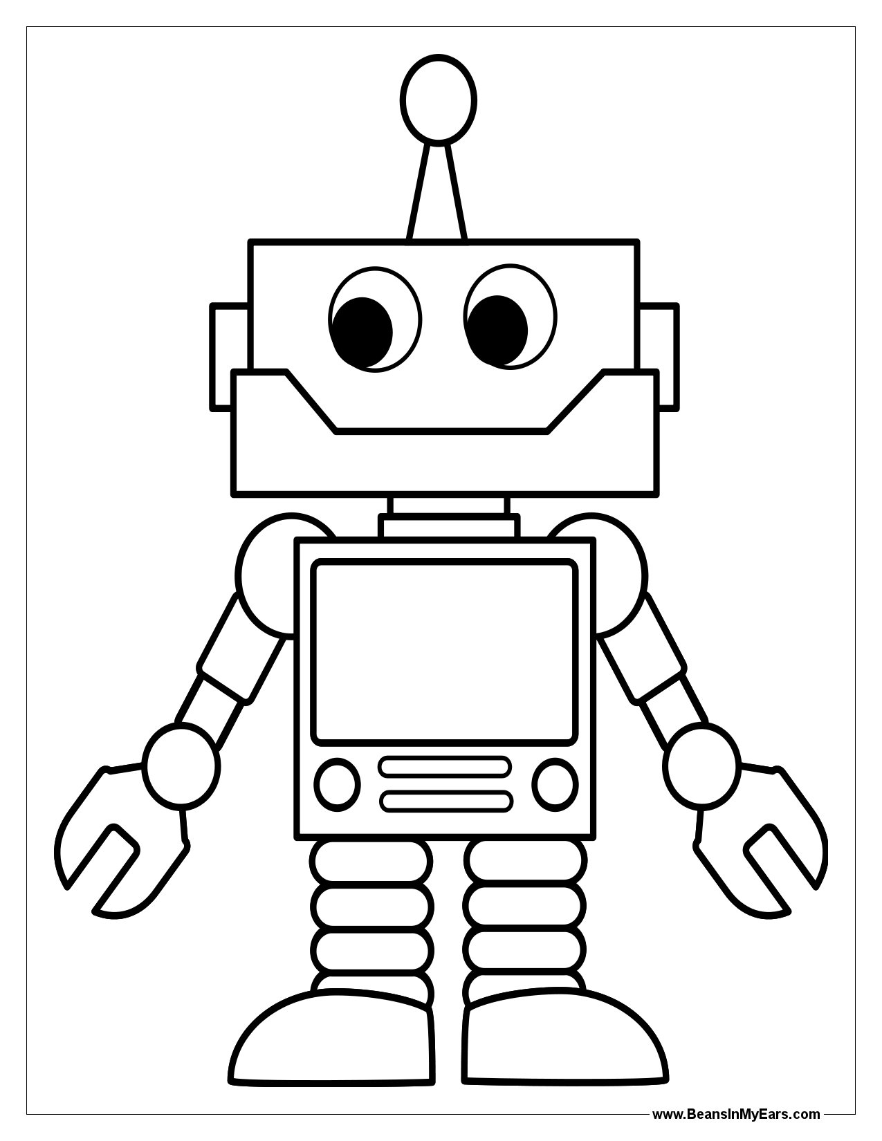 1275x1650 New Robot Coloring Pages Online