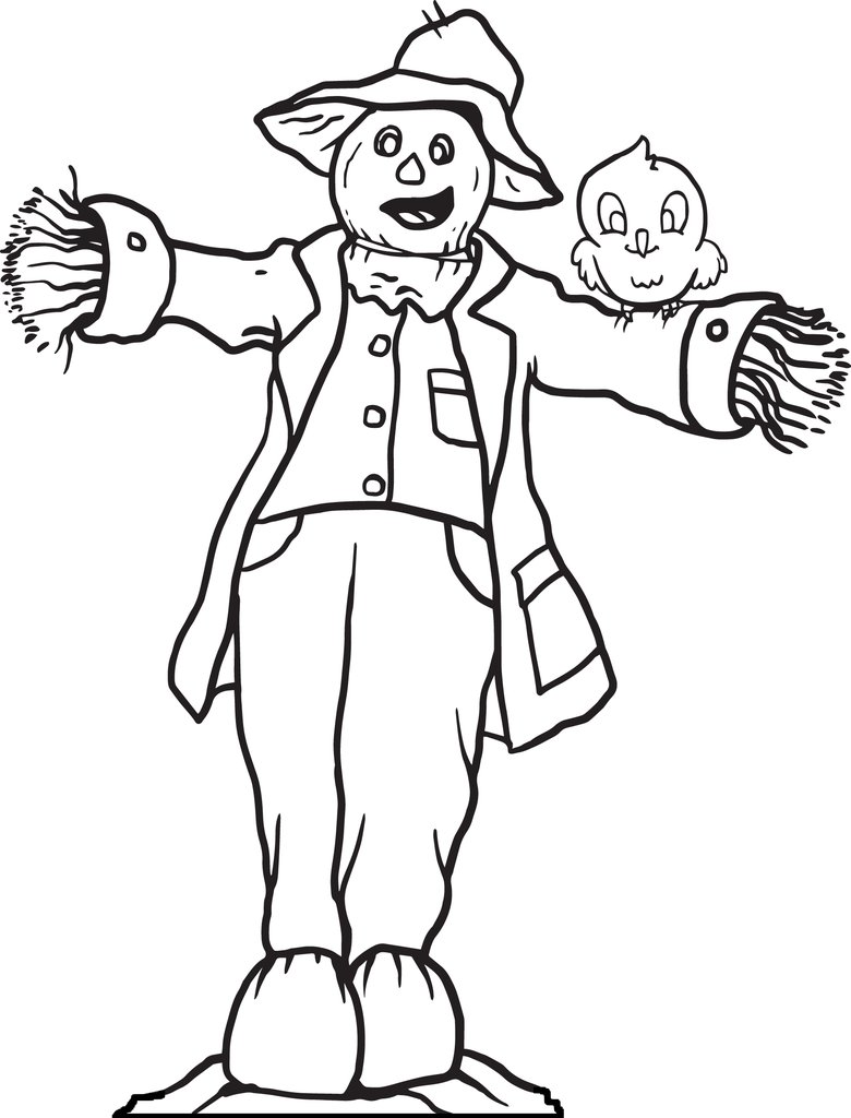 780x1024 Free Printable Scarecrow Coloring Page For Kids
