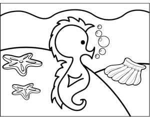300x235 Cute Seahorse Coloring Page