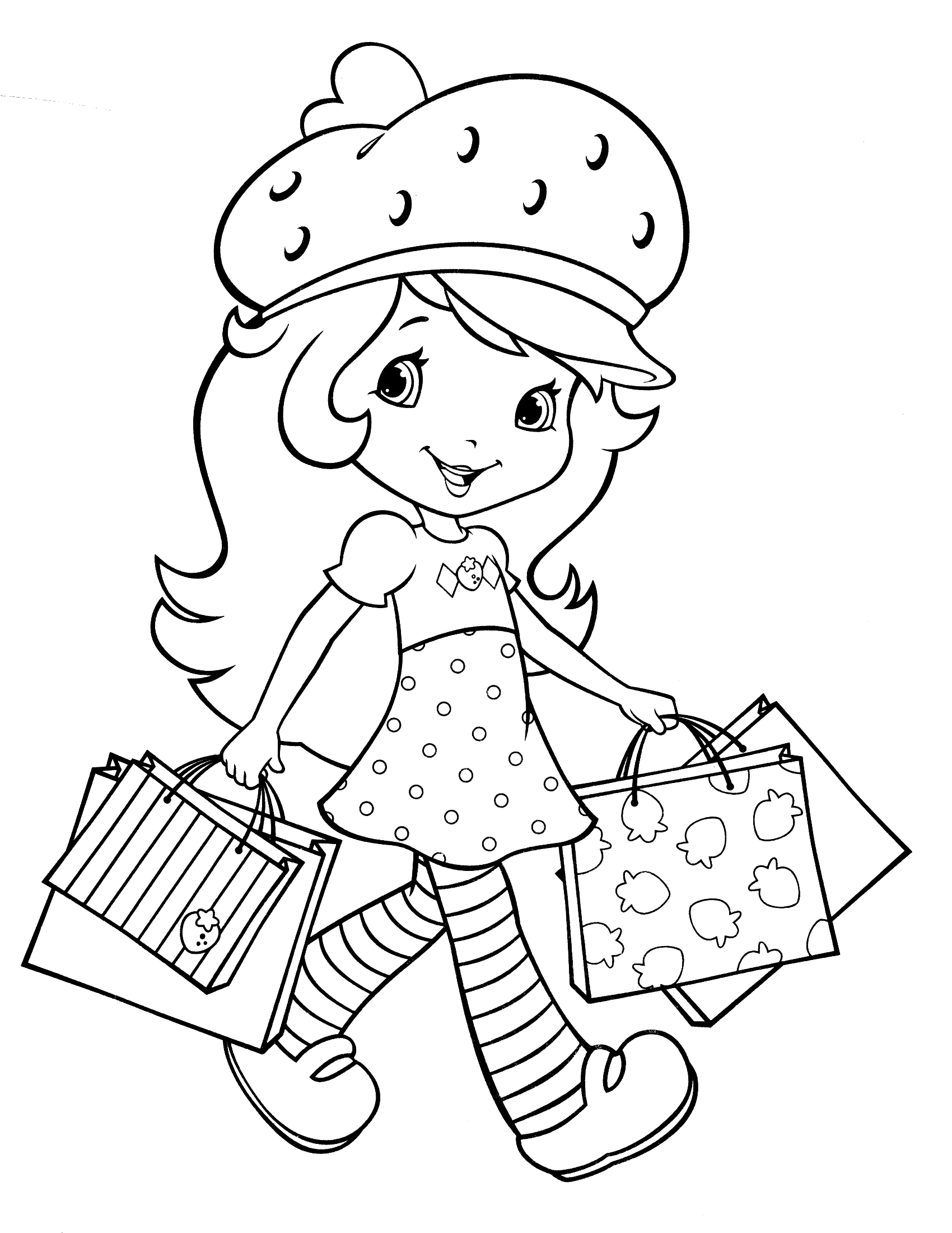 1700x2200 Strawberry Shortcake Coloring Pages With Butterfly Printable Free