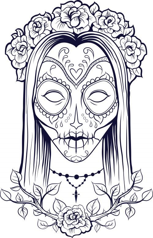 500x774 Sugar Skull Coloring Page 9 Calaveritas Mexicanas, Calaveras Y
