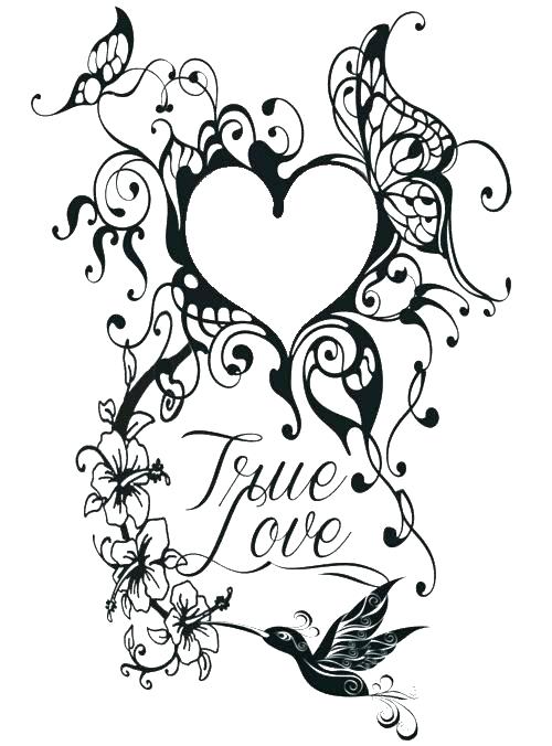 500x676 Tattoo Coloring Pages Printable Coloring Page Of A Heart Color