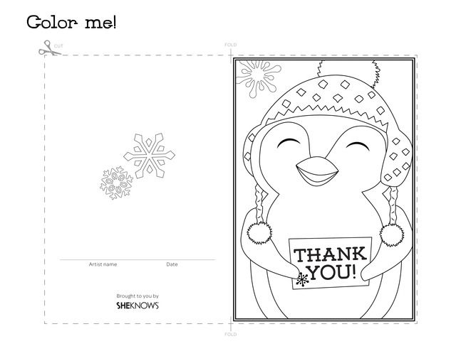 640x494 Penguin Holiday Thank You Card