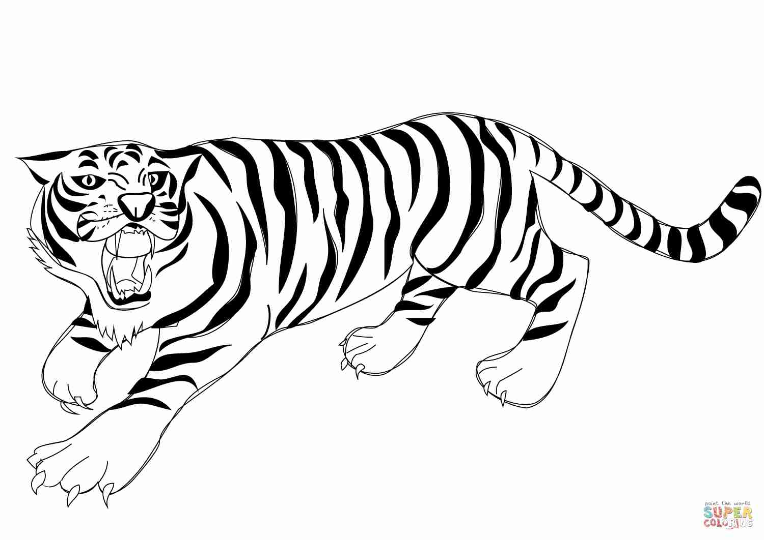 1500x1062 Roaring Tiger Coloring Page Free Printable Pages Beautiful Tigers
