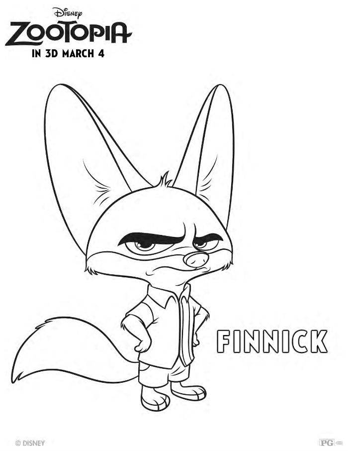 700x906 Free Disney Zootopia Finnick Coloring Page Coloring Pages