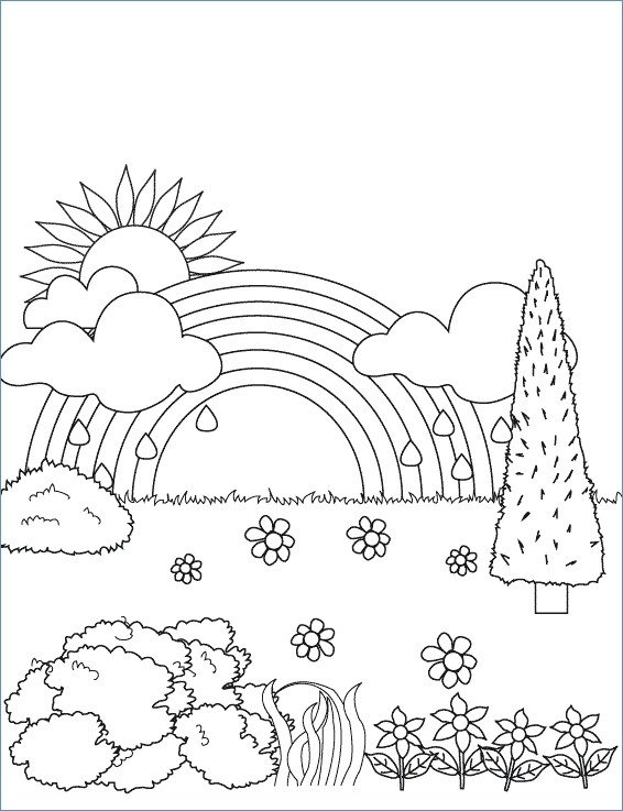 566x737 Free Spring Rainbow Coloring Pages