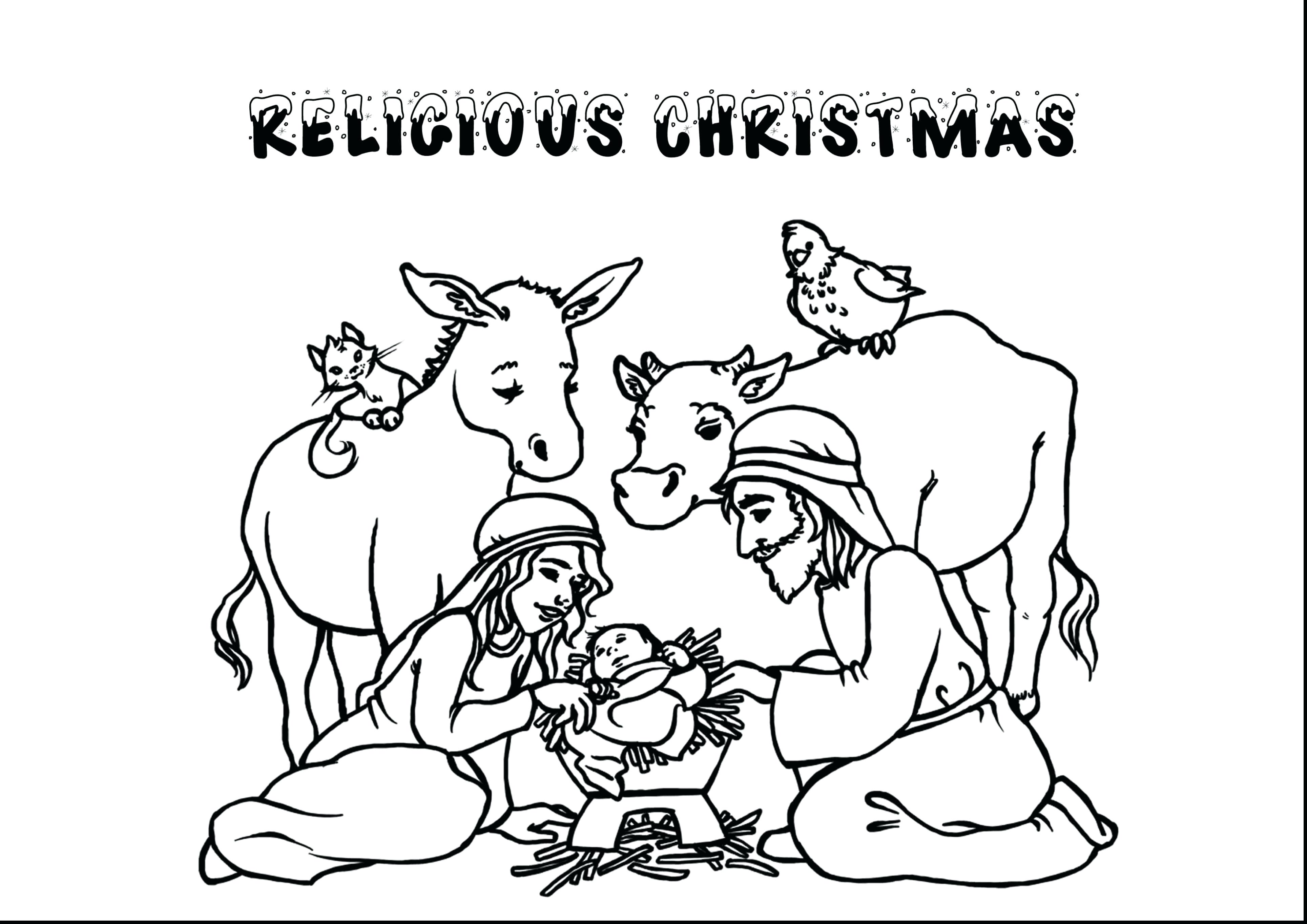 3858x2728 Christian Christmas Coloring Pages Free Religious Throughout