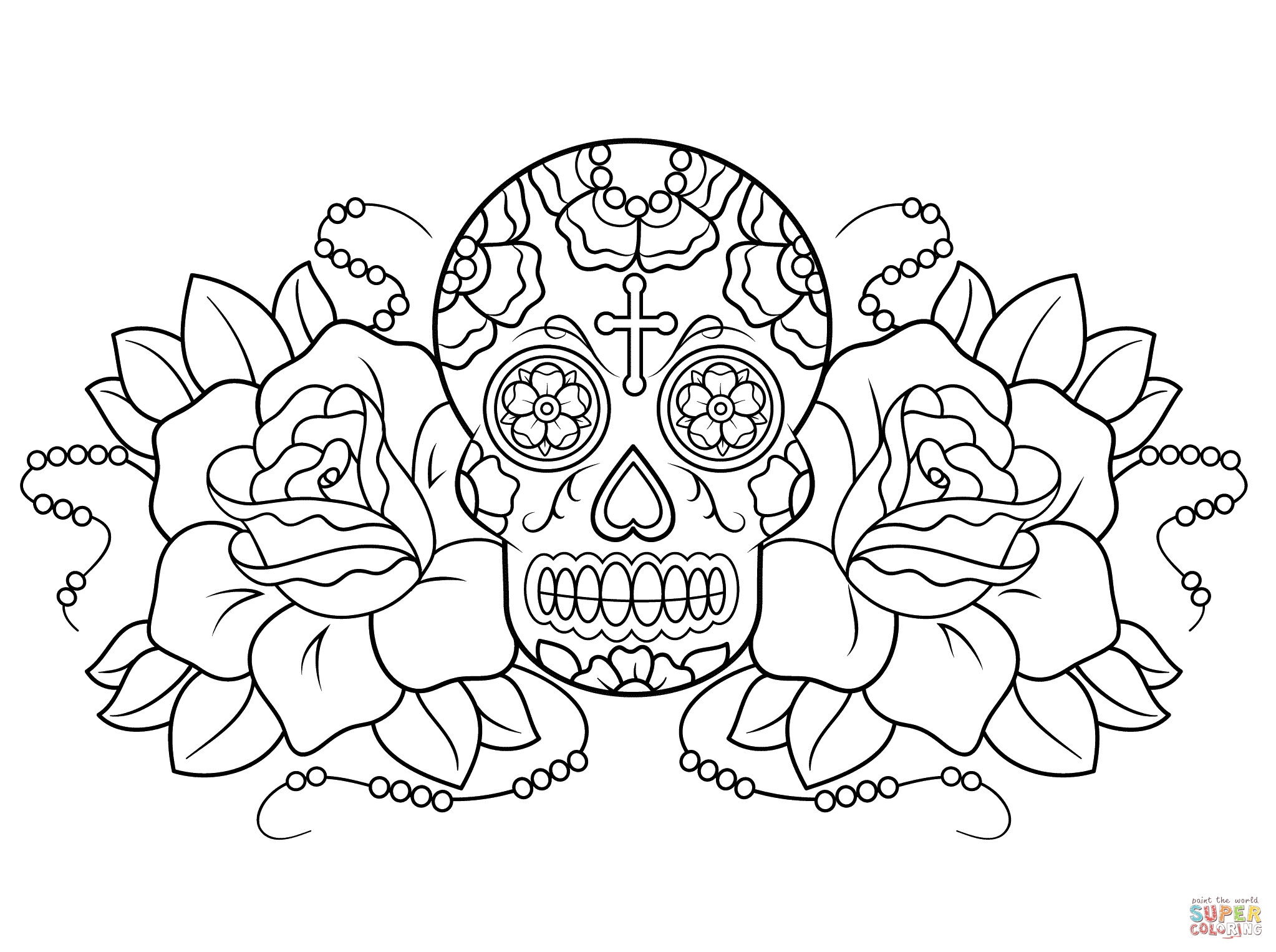 2046x1526 Skull And Roses Coloring Pages Free