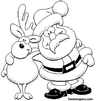 321x338 Free Printable Merry Christmas Santa And Rudolph Coloring Page