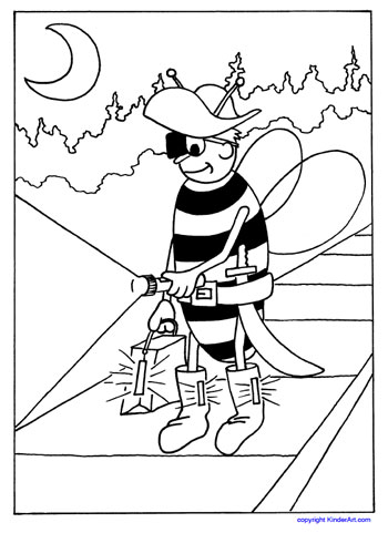350x481 Halloween Safety Coloring Page (Safety Bee) Kinderart